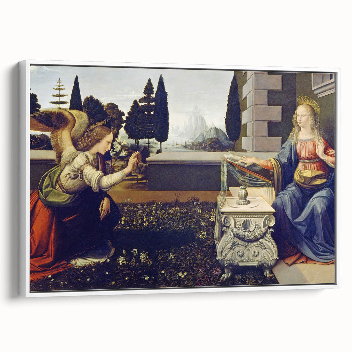 Framed canvas of a vintage-style landscape painting featuring muted earth tones, ideal for bedroom wall art.