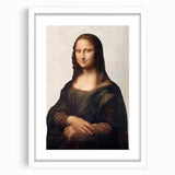Extra large framed wall art featuring an abstract interpretation of Leonardo da Vinci's works in muted earth tones.