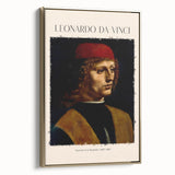 Framed canvas of Leonardo da Vinci landscape painting, featuring muted earth tones, ideal for vintage-style office decor.