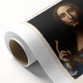 Art deco poster of Leonardo da Vinci design in muted earth tones on rolled canvas, ideal for nursery wall art.