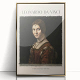 Mid-century modernist art featuring a Leonardo da Vinci design on a gold-framed acrylic, using muted earth tones.