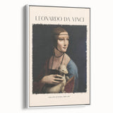 Framed canvas of Leonardo da Vinci landscape painting in muted earth tones, ideal for bedroom wall art.