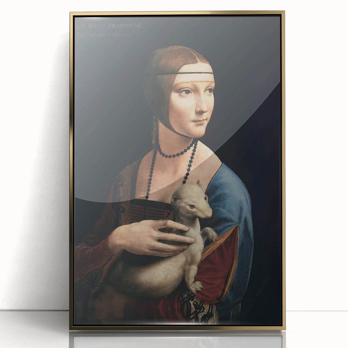 Mid-century modernist art featuring a Leonardo da Vinci design in a gold framed acrylic, ideal for nursery wall art.