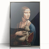 Art deco poster featuring a silver-framed acrylic print of Leonardo da Vinci's design, ideal for modern art wall decor.