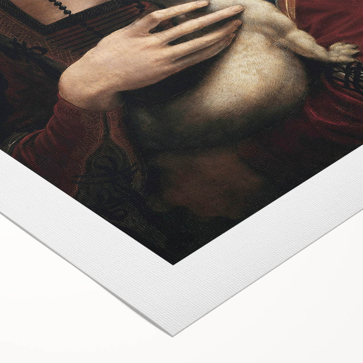 Art deco poster featuring a monochrome Leonardo da Vinci sketch on rolled canvas, suitable for dining room walls.