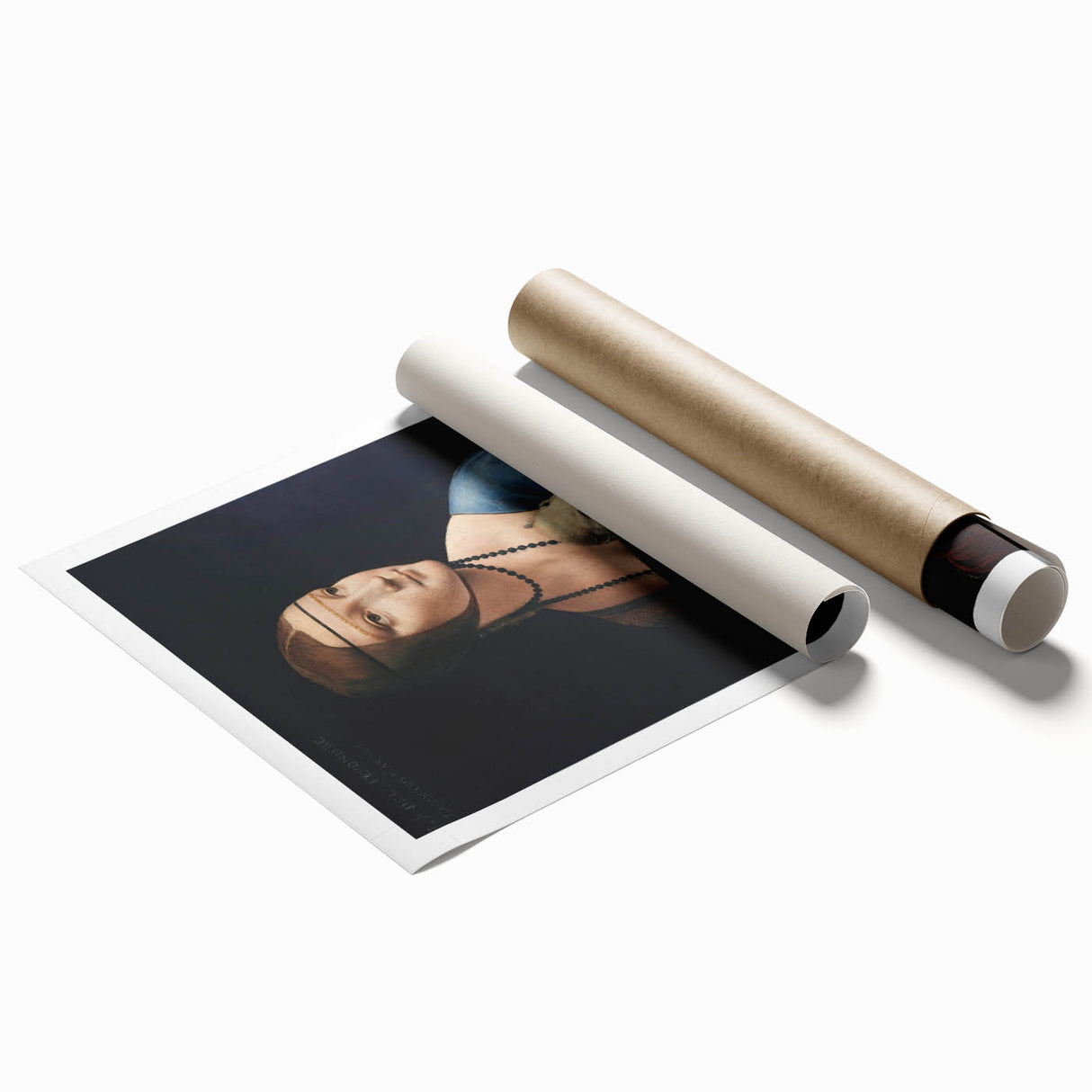 Extra large rolled print of a detailed floral art design in muted earth tones, ideal for classy bathroom wall art.