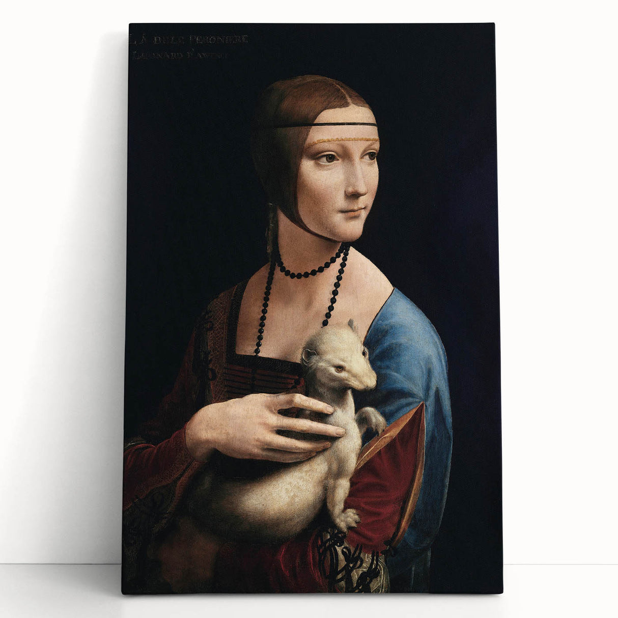 Black and white sketch of Leonardo da Vinci on a large stretched canvas, suitable as kitchen wall art or for a bedroom.