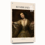Acrylic print of a Rembrandt-inspired portrait in muted earth tones, suitable for dining room or bedroom decor.