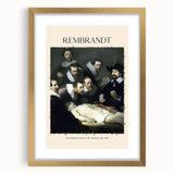 Textured abstract art print of Rembrandt-inspired design in gold frame, suitable for bedroom art.