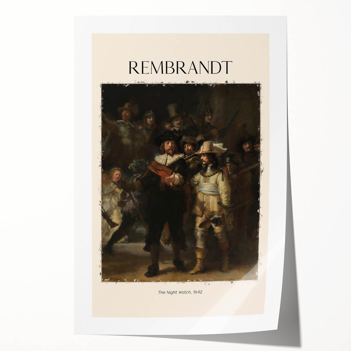 Rolled print of a Rembrandt-inspired floral design in earth tones, ideal for art wall dining room.