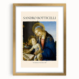 Textured abstract art print of Sandro Botticelli's design in a gold frame with mat, featuring muted earth tones.