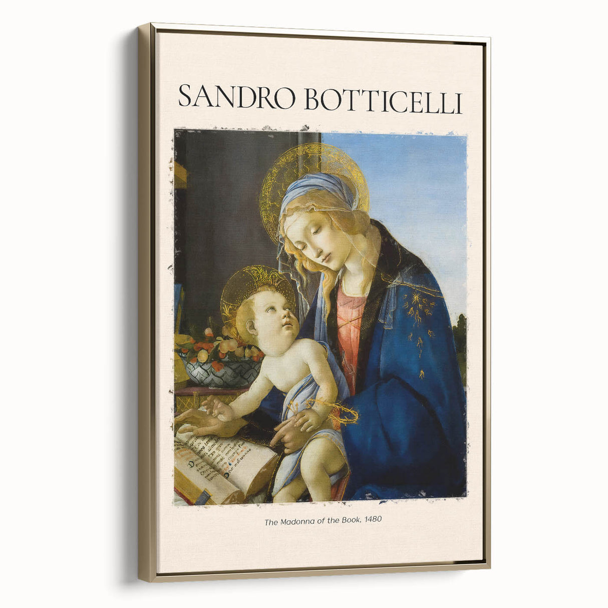 Framed canvas of Sandro Botticelli-inspired landscape art painting.