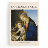 Black and white print of Sandro Botticelli's artwork on stretched canvas, ideal for kitchen wall art.