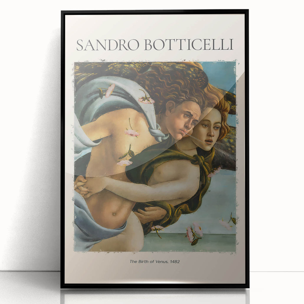 Large abstract wall art featuring mid-century modernist influences, in a black framed acrylic.