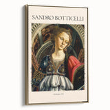 Framed canvas of a colorful, vintage landscape art painting featuring rolling hills and a golden sky.