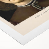 Art deco poster of Sandro Botticelli design on rolled canvas, featuring muted earth tones, ideal for dining room wall art.