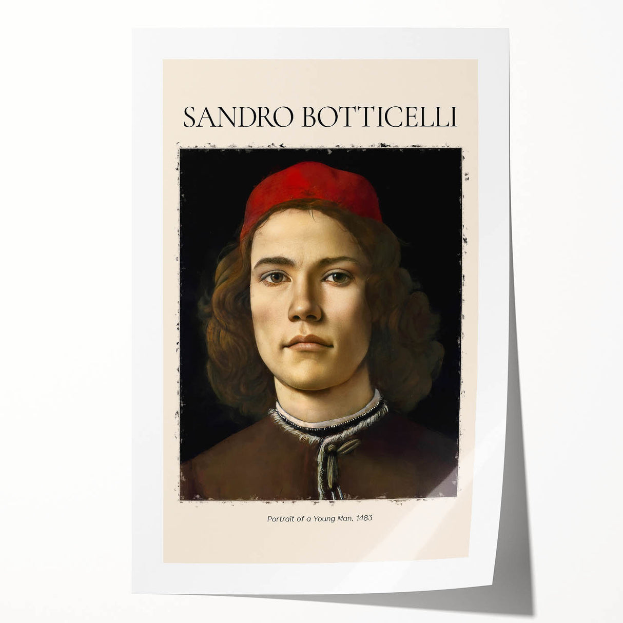 Rolled print featuring Sandro Botticelli's floral design in soft pastel shades.