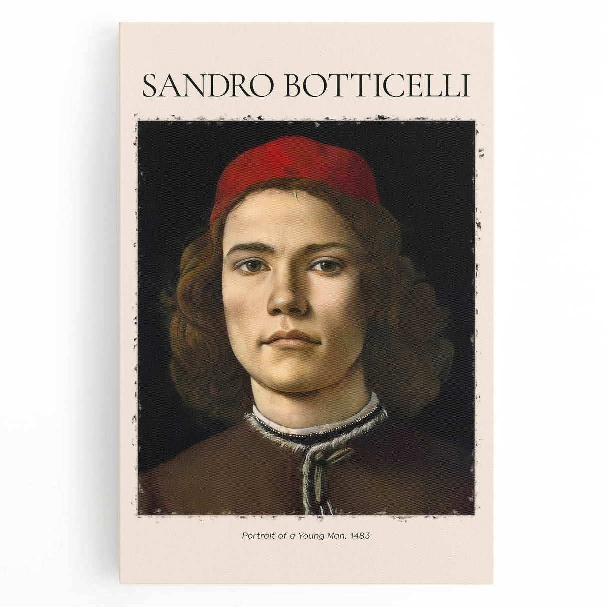 Black and white print of Sandro Botticelli's artwork on large stretched canvas, ideal for kitchen art.