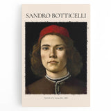Black and white print of Sandro Botticelli's artwork on large stretched canvas, ideal for kitchen art.