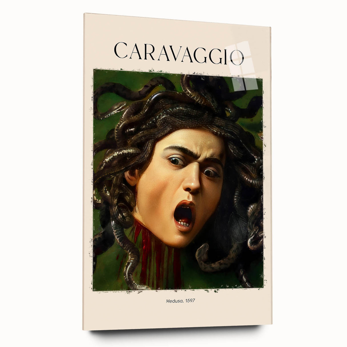 Acrylic print of Sandro Botticelli-inspired large abstract art, featuring muted earthy tones and Renaissance style.
