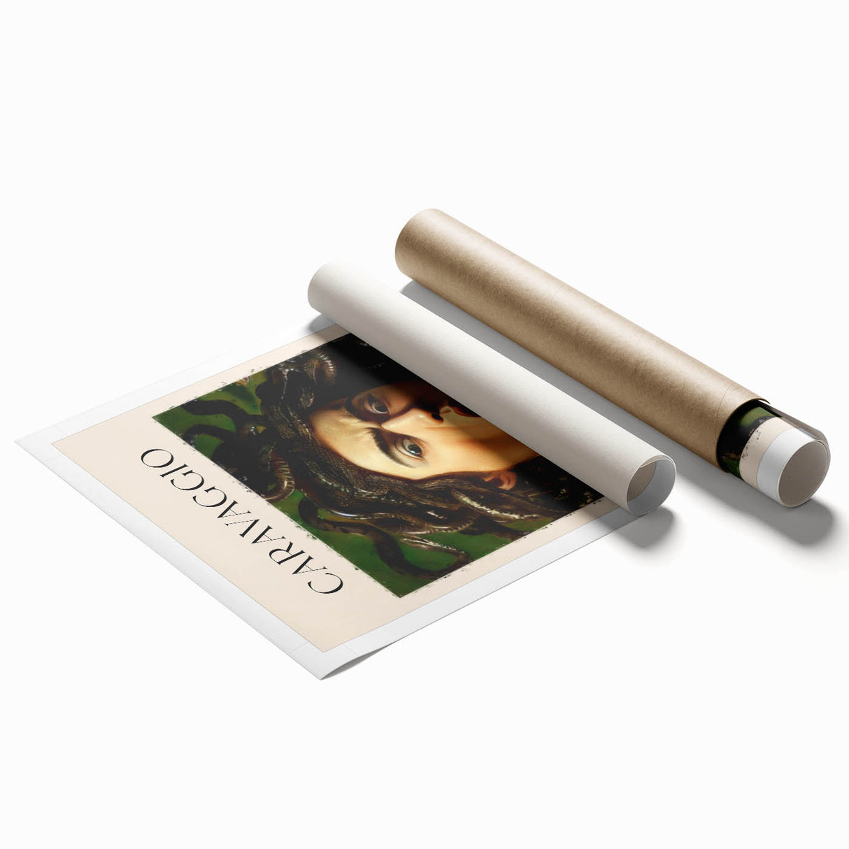 Extra large rolled print of a Sandro Botticelli-inspired floral design in soft pastel shades.