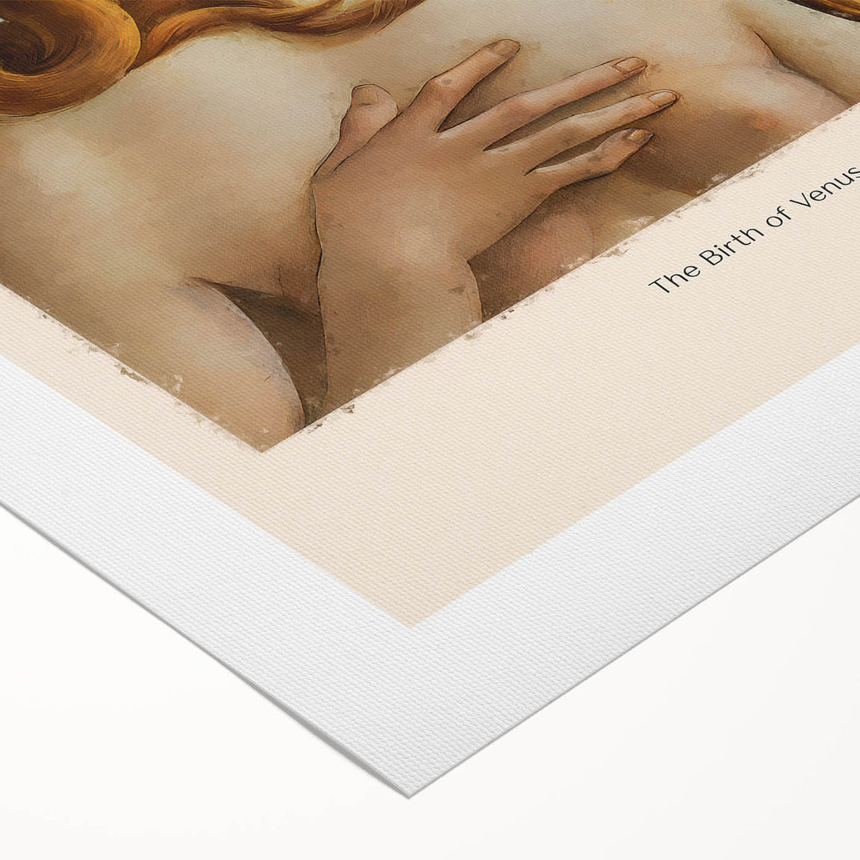 Art deco poster featuring a Sandro Botticelli design in muted pastel colors on rolled canvas, ideal for dining room decor.