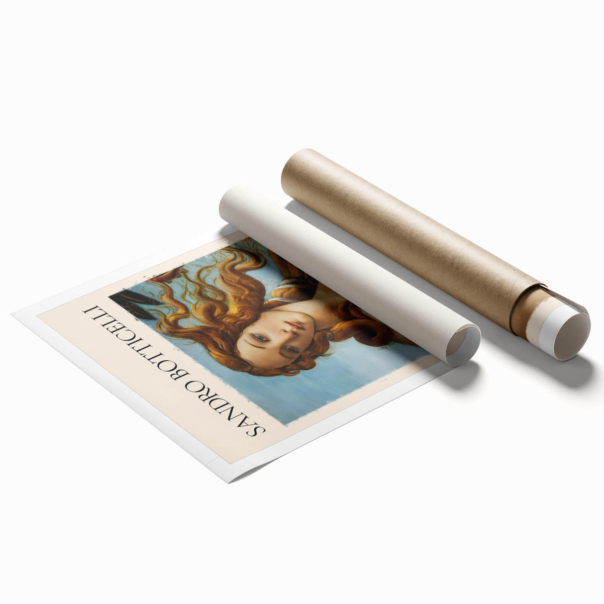 Extra large wall art featuring Sandro Botticelli's floral designs in muted tones on a rolled print.