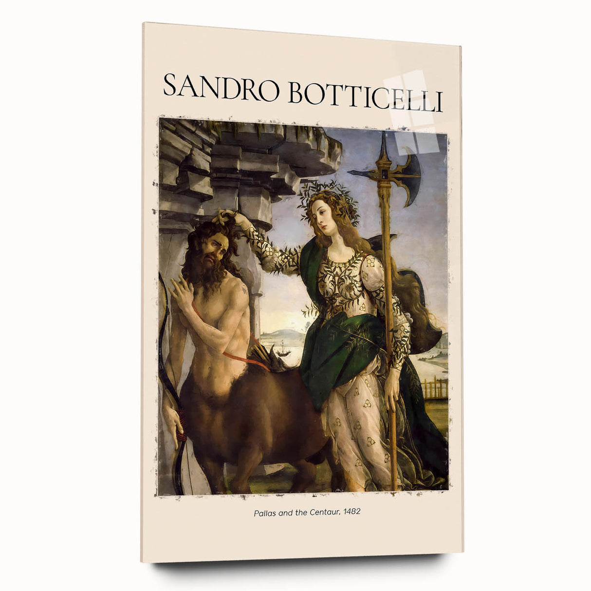 Acrylic print of Sandro Botticelli-inspired artwork, featuring muted earth tones, ideal for bedroom or dining room art.