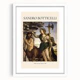 Extra large wall art of Sandro Botticelli's design, featuring abstract art prints in a white frame with mat.
