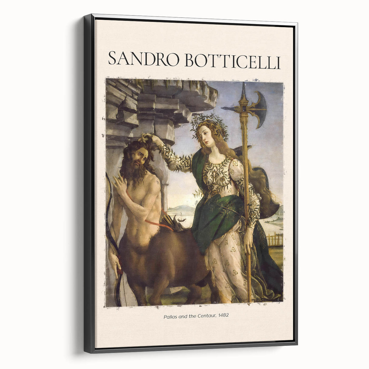 Framed canvas featuring a black and white vintage poster art of a landscape painting, ideal for bedroom decor.