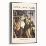 A vintage poster art of Sandro Botticelli’s design on a framed canvas.
