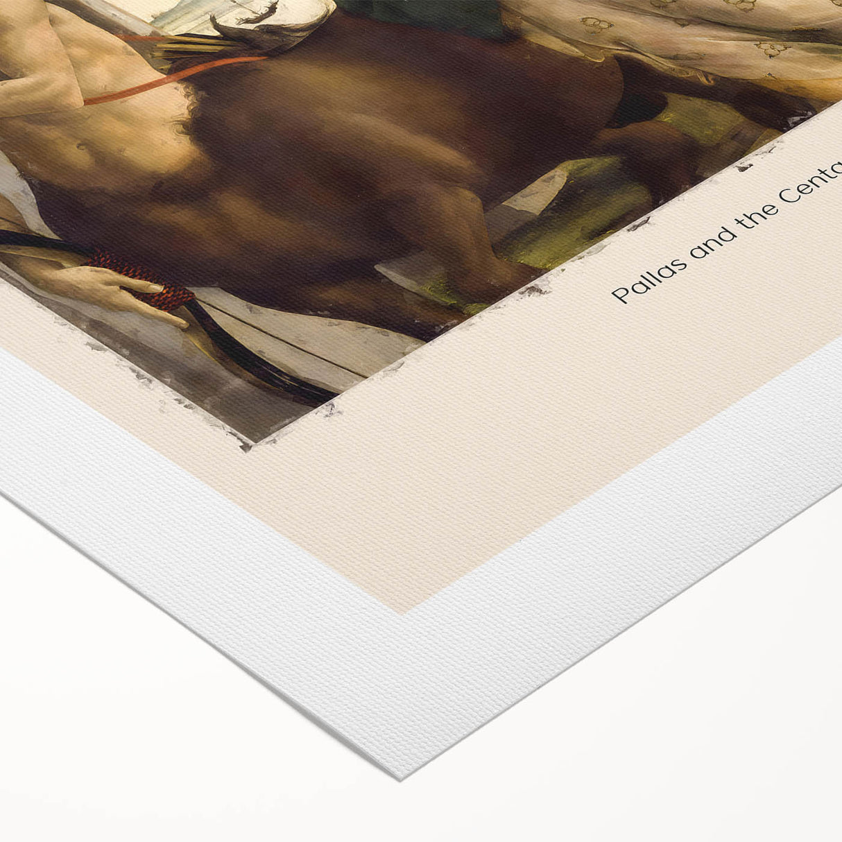 Art deco poster of Sandro Botticelli design on rolled canvas, featuring muted earth tones, ideal for dining room wall art.