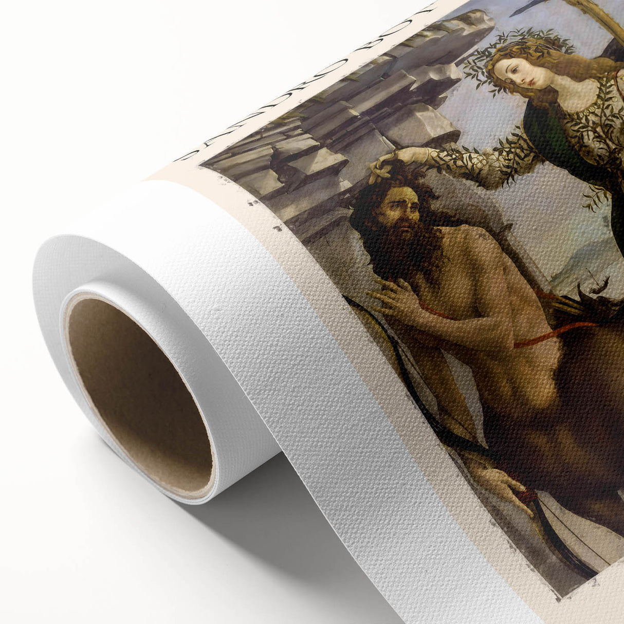 Art Deco poster of Sandro Botticelli's work on rolled canvas, featuring soft pastel tones, ideal for nursery wall art.