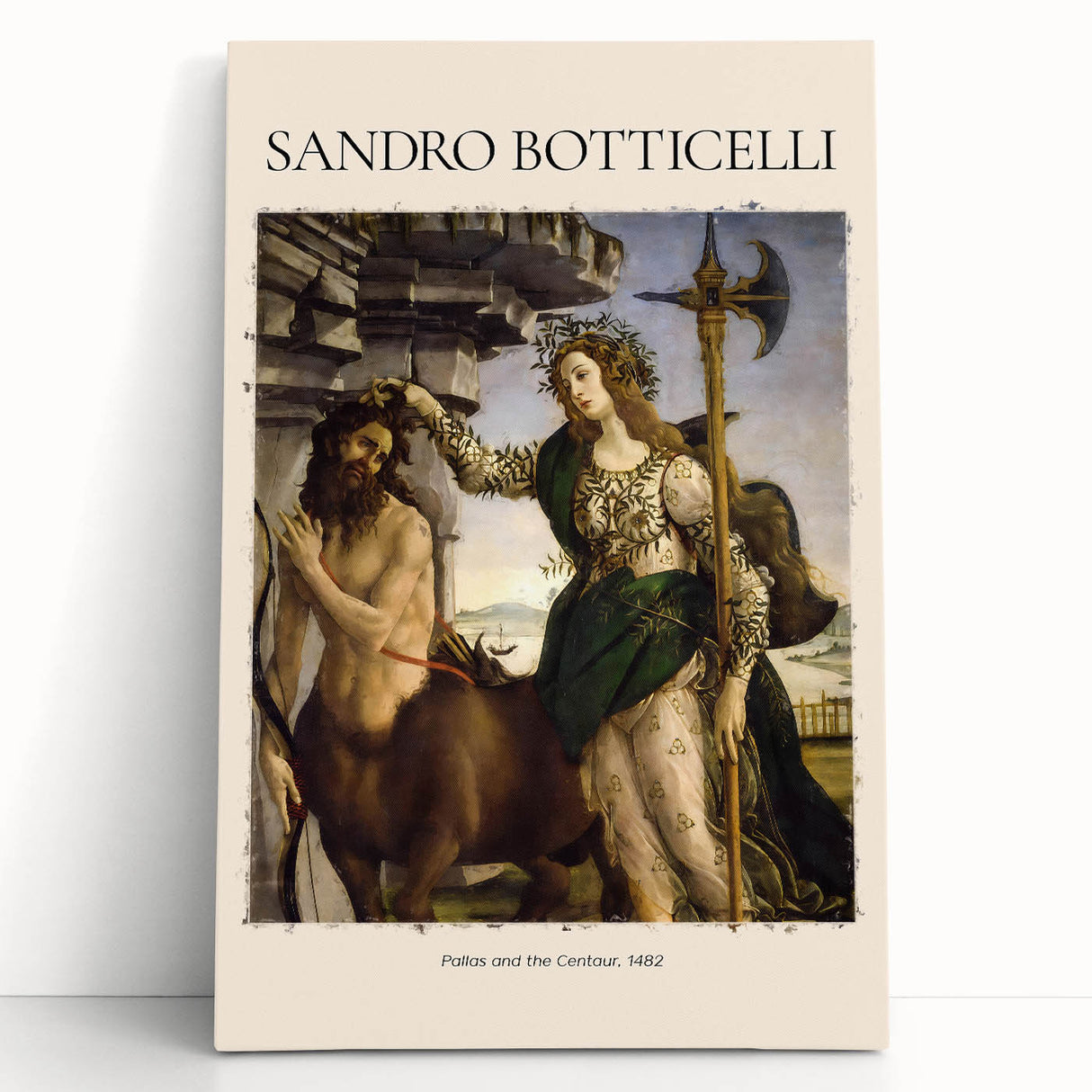 Black and white print of Sandro Botticelli's artwork on stretched canvas, ideal for kitchen wall art or bedroom decor.