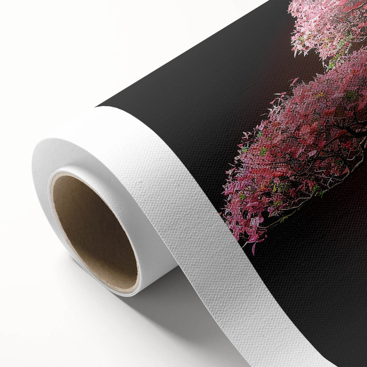 Botanical bonsai tree wall art design on rolled canvas, showcasing intricate floral patterns and vibrant colors, ideal for home decor enthusiasts and nature lovers.