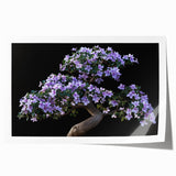 Botanical bonsai tree wall art print showcasing vibrant colors and intricate floral patterns, rolled for easy shipping and display in home decor.