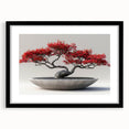 Botanical bonsai tree wall art collection framed in black with a mat, showcasing a delicate floral design, perfect for modern home decor.