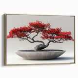 Framed canvas wall art featuring a botanical bonsai tree design in elegant gold tones, showcasing intricate details and a contemporary aesthetic, perfect for home decor.