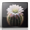 Framed wall art featuring a botanical cactus design in black acrylic frame, showcasing vibrant green and earthy tones, perfect for modern home decor.