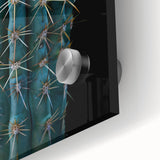 Close-up of a vibrant botanical wall art piece showcasing a detailed cactus design, printed on acrylic glass, ideal for modern home decor and plant enthusiasts.