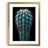 Botanical wall art featuring a detailed illustration of a cactus design in a stylish gold frame, complete with a mat, perfect for modern decor.