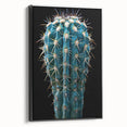 Framed wall art featuring a botanical cactus design on a black background, showcasing intricate details and vibrant colors, perfect for modern decor.