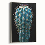 Framed canvas wall art featuring a botanical cactus design in silver tones, showcasing intricate details and textures, ideal for modern home decor.