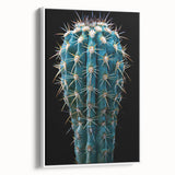 Framed canvas artwork showcasing a botanical cactus design, featuring vibrant green hues and intricate details, perfect for modern home decor in a white frame.