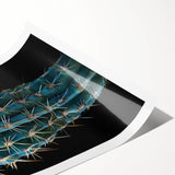 Cactus botanical wall art design featuring vibrant green hues and intricate details, ideal for home decor, presented as a rolled print in protective packaging.