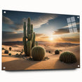 Acrylic glass wall art showcasing a vibrant cactus design from the Flowers Botanical Collection, displayed from the side with pin mounting for a modern aesthetic.