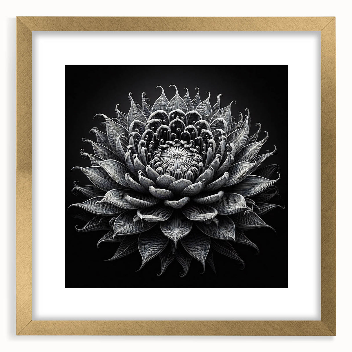 Botanical wall art featuring a detailed cactus design framed in gold with a mat, showcasing vibrant greens and earthy tones, perfect for modern home decor.
