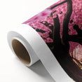 Cherry blossom wall art design on rolled canvas, showcasing delicate pink flowers against a soft white backdrop, ideal for adding a touch of elegance to home decor.