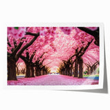 Delicate cherry blossom wall art print showcasing soft pink flowers set against a subtle background, perfect for enhancing home decor with a touch of nature's beauty.