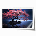 Cherry blossom wall art print showcasing delicate pink flowers on a soft beige background, rolled for easy display and shipping, ideal for nature-inspired decor.